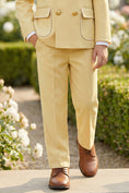 Load image into Gallery viewer, Boys Lemon Yellow Straight Fit Trousers
