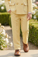 Boys Lemon Yellow Straight Fit Trousers