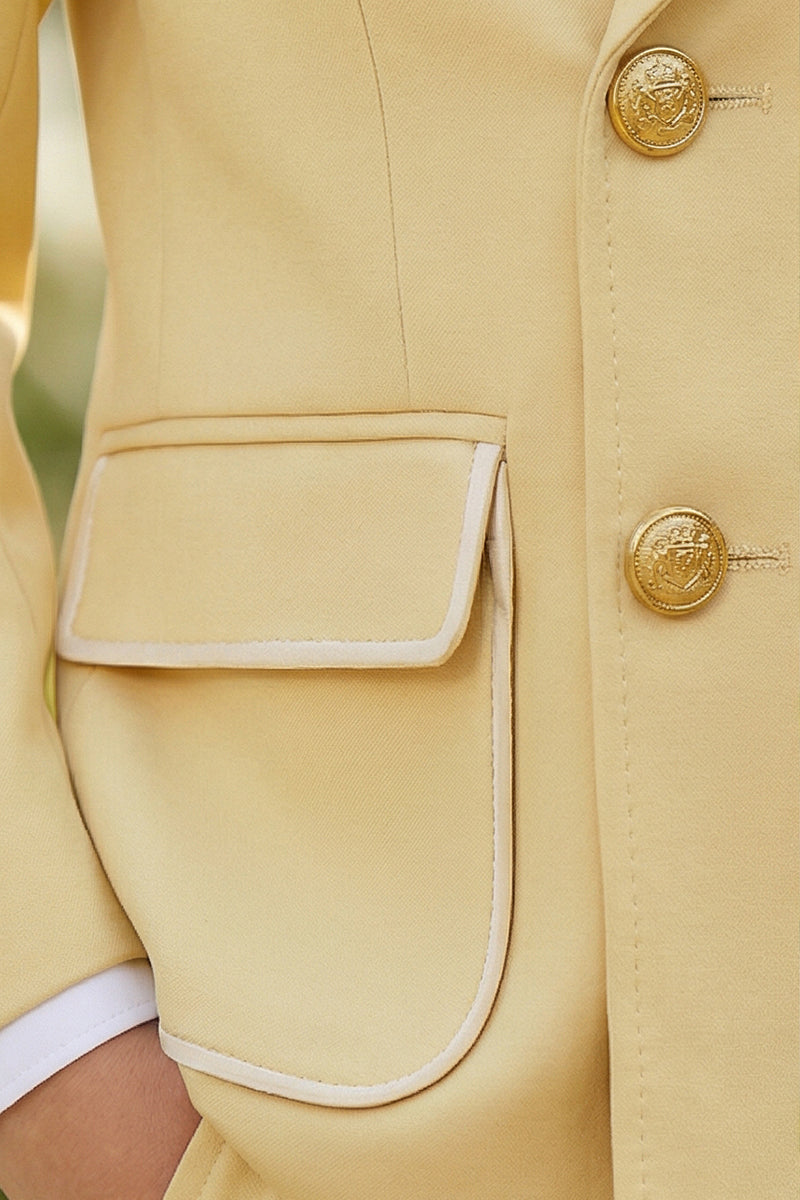Boys Lemon Yellow Double-breasted Blazer