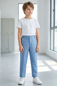 Gallery viewerに画像を読み込む, Boys Sky Blue Grid Pattern Trousers
