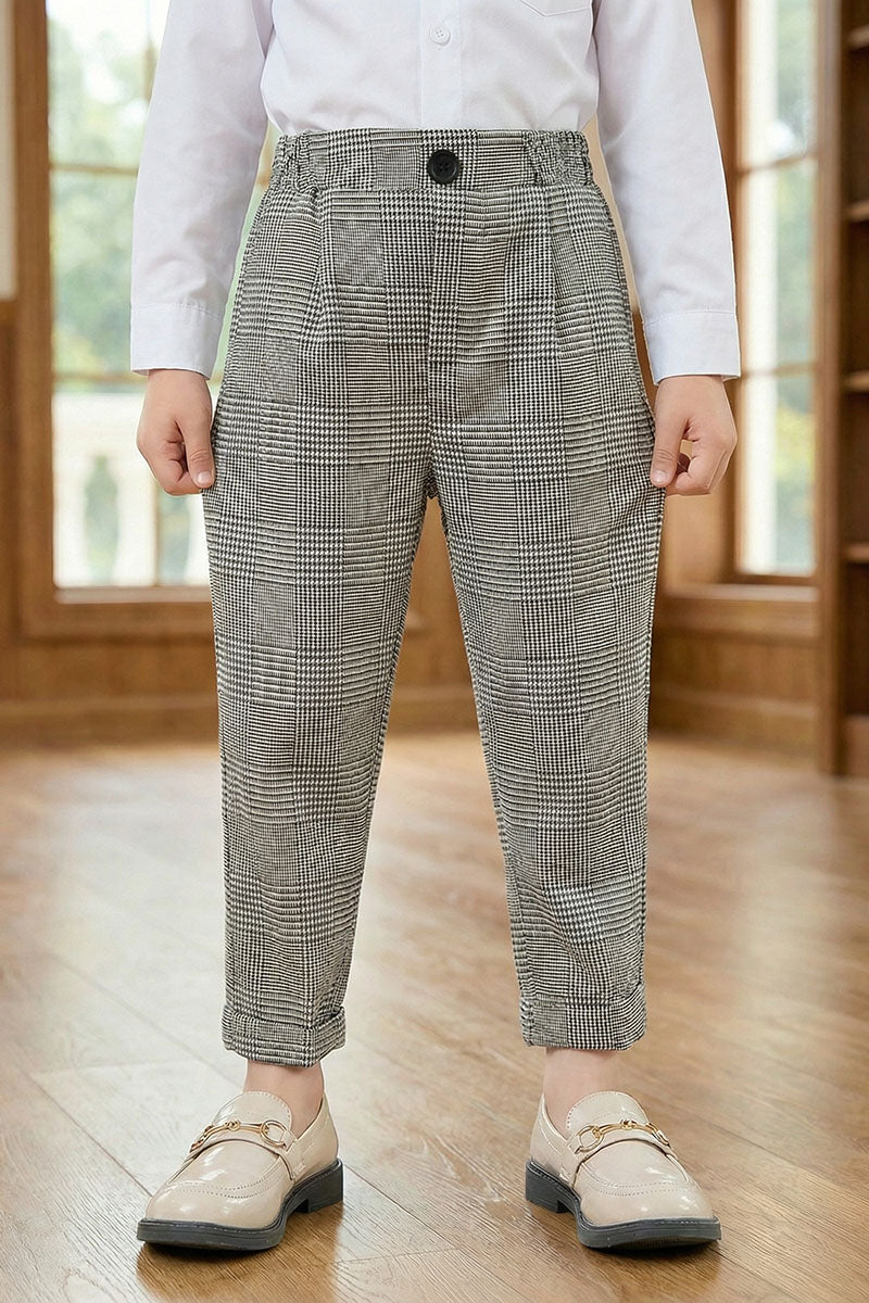 Boys Houndstooth Plaid Trousers