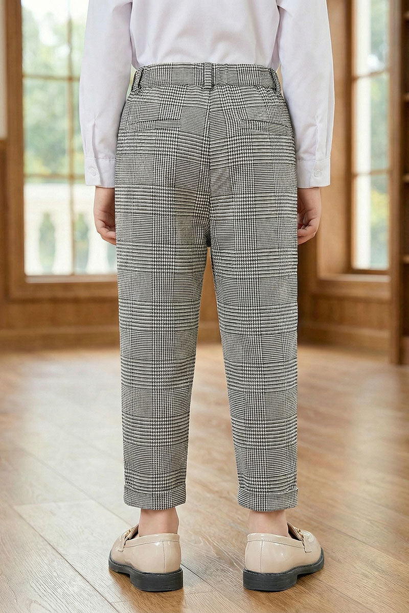Boys Houndstooth Plaid Trousers