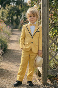 Gallery viewerに画像を読み込む, Boys Lemon Yellow With Black Trim Single-Breasted 2-Piece Suit
