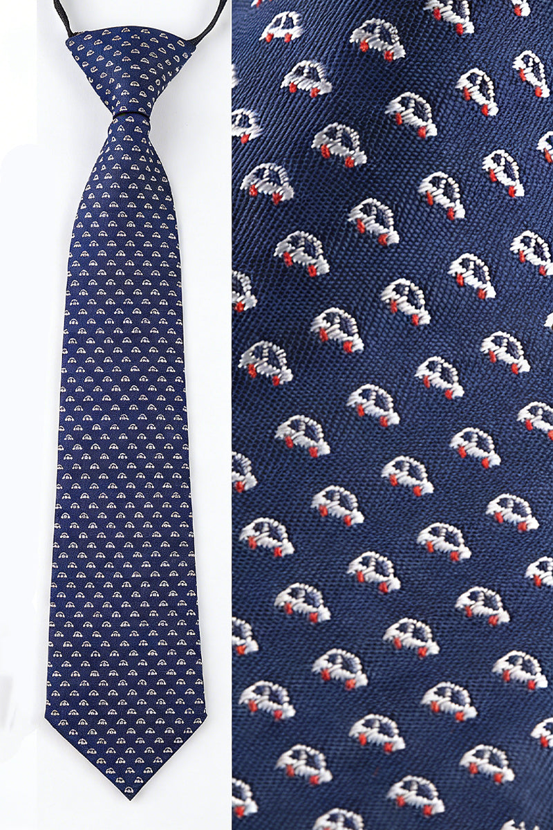Navy Blue Car Embroidered Tie