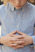 Load image into Gallery viewer, Boys Blue Gingham Long-sleeve Shirt
