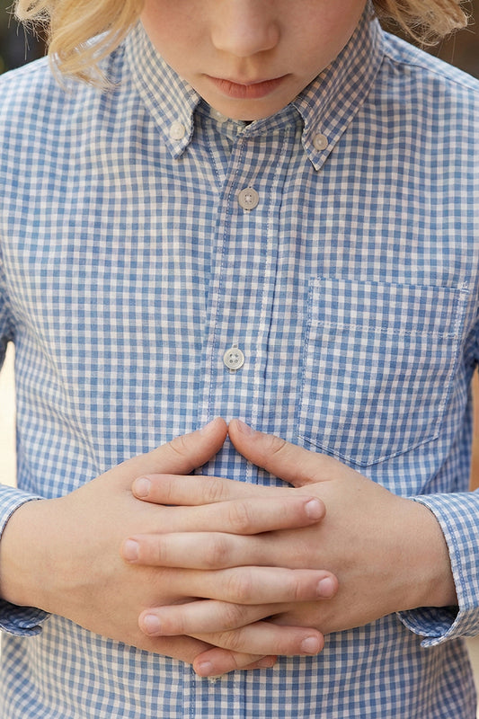 Boys Blue Gingham Long-sleeve Shirt