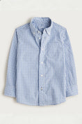 Load image into Gallery viewer, Boys Blue Gingham Long-sleeve Shirt
