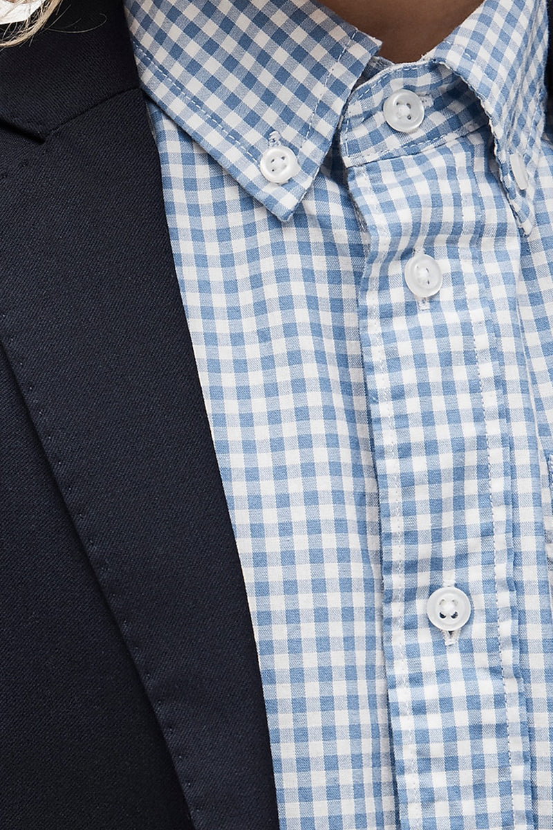 Boys Blue Gingham Long-sleeve Shirt
