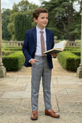 Load image into Gallery viewer, Boys Grey Checkered Tailored Trousers
