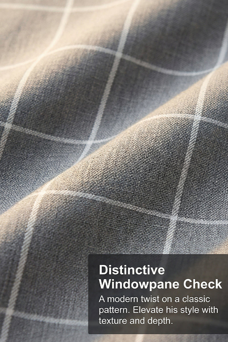 Boys Grey Checkered Tailored Trousers