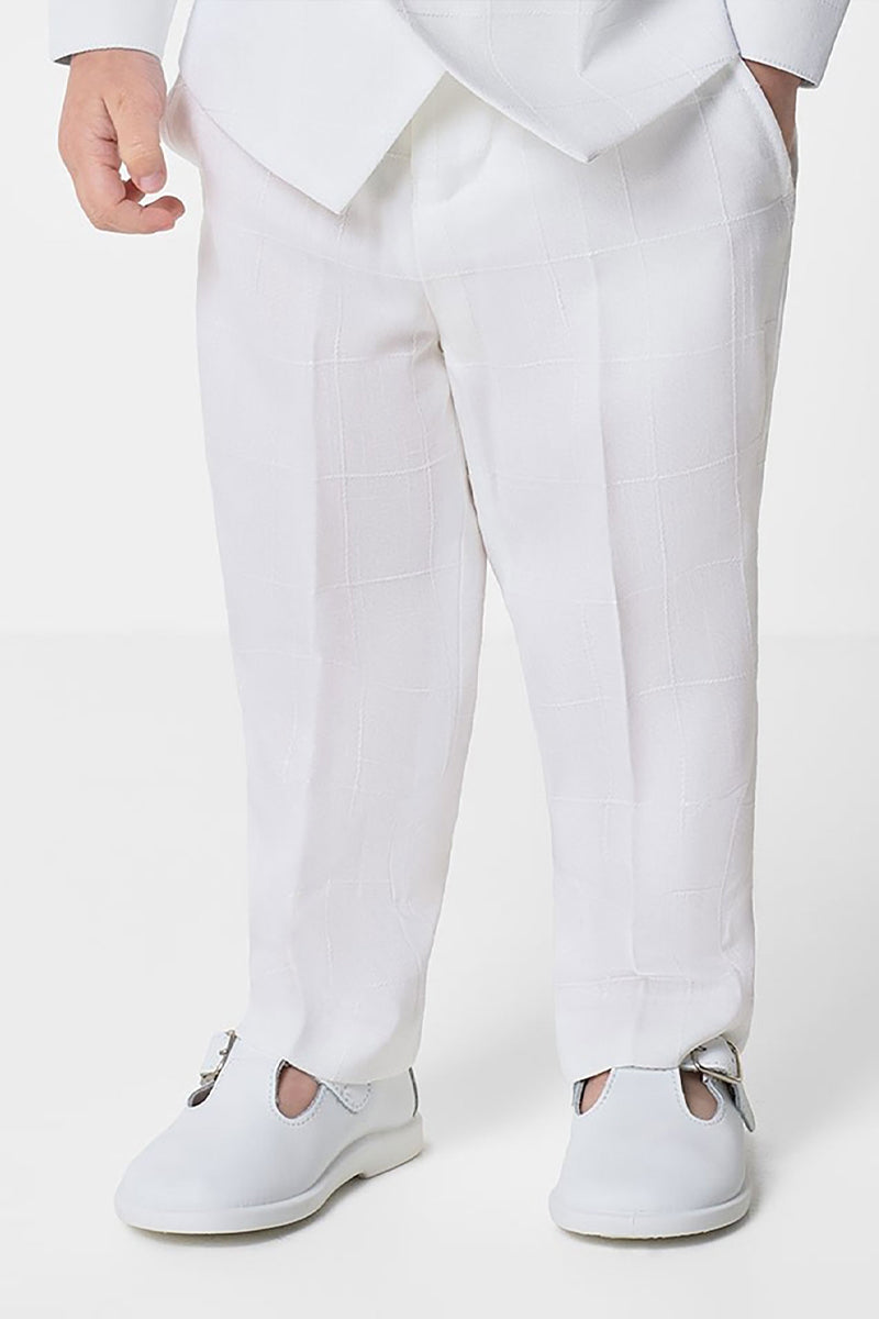 Boys White Checkered Trousers