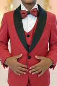 Cargar la imagen en la vista de la galería, Boys Red Single-breasted 3-piece Suit
