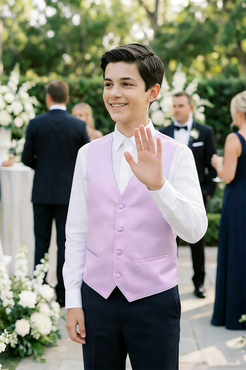 Boys Purple Single-breasted Vest