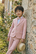 Load image into Gallery viewer, Boys Pink Plaid Linen Single-breasted Blazer
