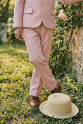 Load image into Gallery viewer, Boys Pink Plaid Linen Straight Fit Trousers
