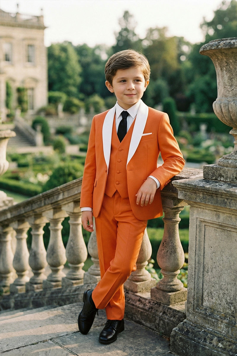 Boys Vibrant Orange 3-piece Tuxedo Suit