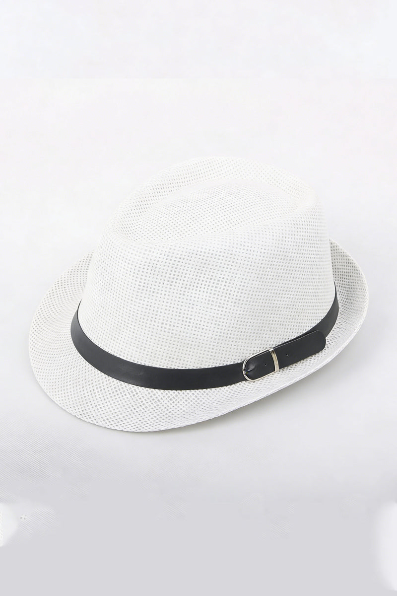 Boys Straw Belt Buckle Decorative Sun Hat