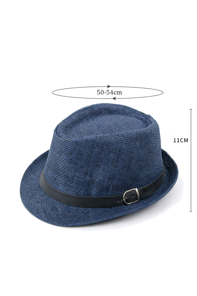 Boys Straw Belt Buckle Decorative Sun Hat