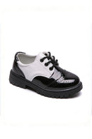 Boys Black And White Two-tone Brogue Dress Shoes