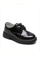 Boys Black Patent Leather Brogue Dress Shoes