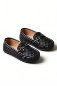 Charger l'image dans la visionneuse de la galerie, Boys Black Woven Checkered Buckle Loafers（ 2-15 years old）
