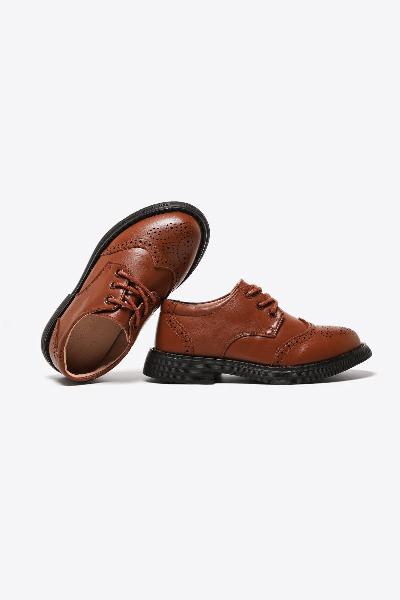 Boys Brown Baroque Patent Leather Shoes（ 4-16 years old）