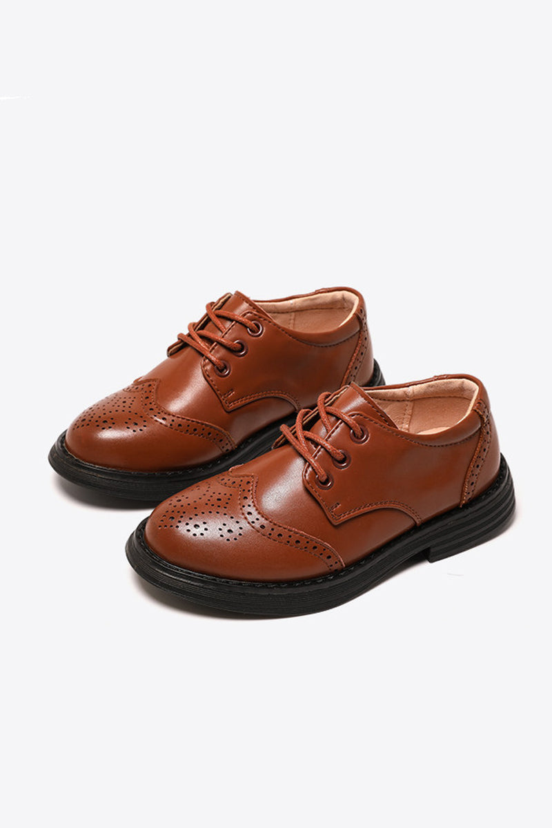 Boys Brown Baroque Patent Leather Shoes（ 4-16 years old）