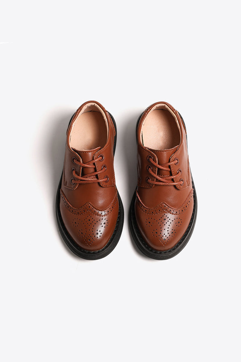 Boys Brown Baroque Patent Leather Shoes（ 4-16 years old）
