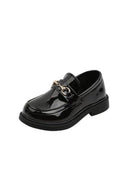 Boys Black Patent Leather Buckle Loafers（ 2-14 years old）