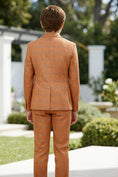 Load image into Gallery viewer, Boys Orange Plaid Single-breasted 2-piece Suits
