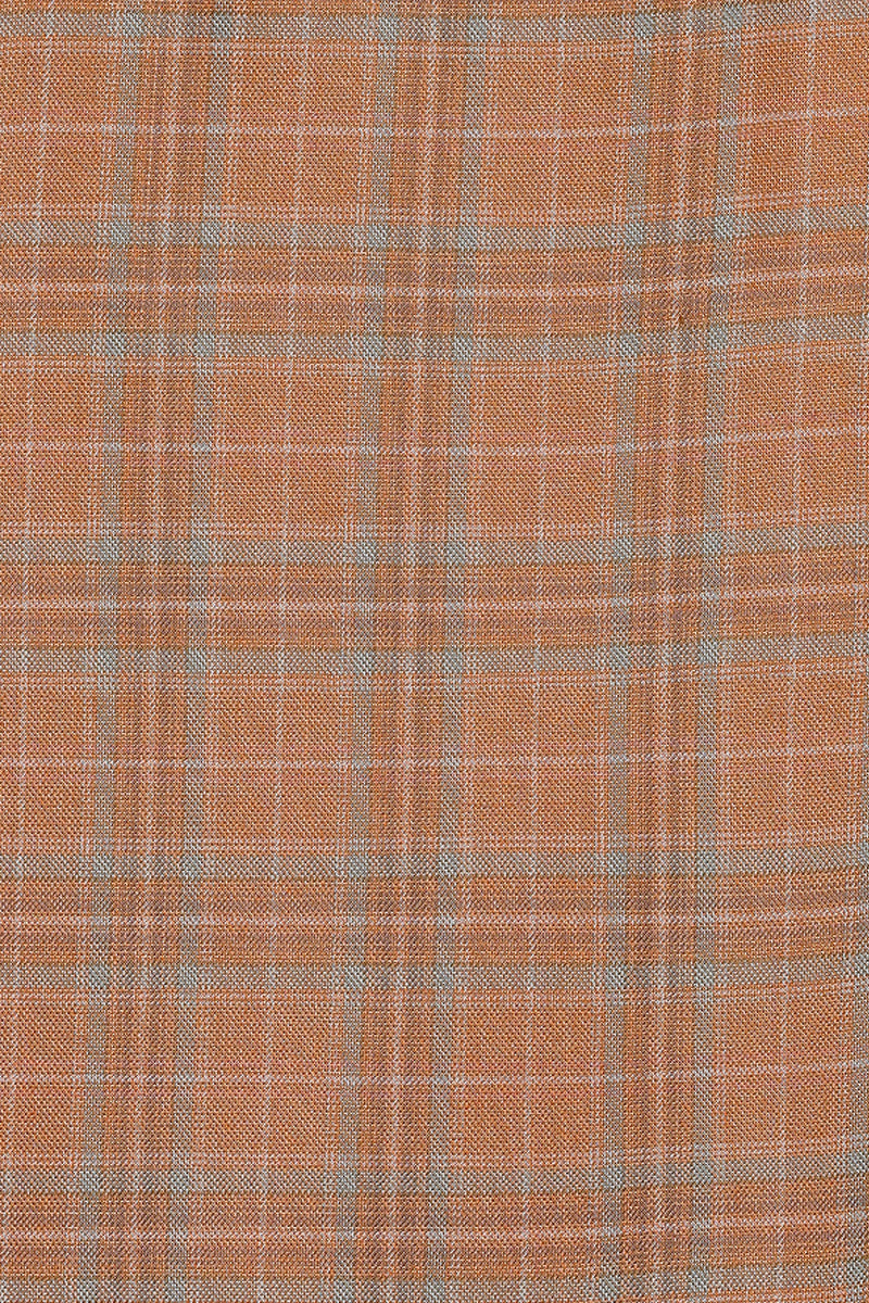 Boys Orange Plaid Single-breasted 2-piece Suits