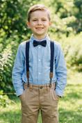 Load image into Gallery viewer, Boys' Fashionable And Minimalist Sky Blue Pure Cotton Shirt
