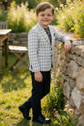 Bild in Galerie-Betrachter laden, Boys Light Grey Plaid Single-breasted 2-piece Suits
