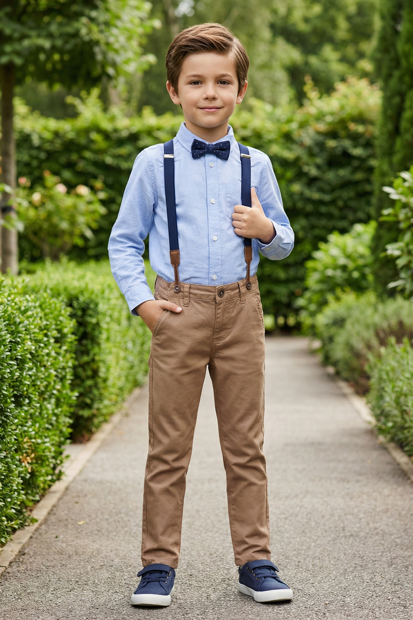 Boys' Vintage And Minimalist Imitation Denim Suspender Pants