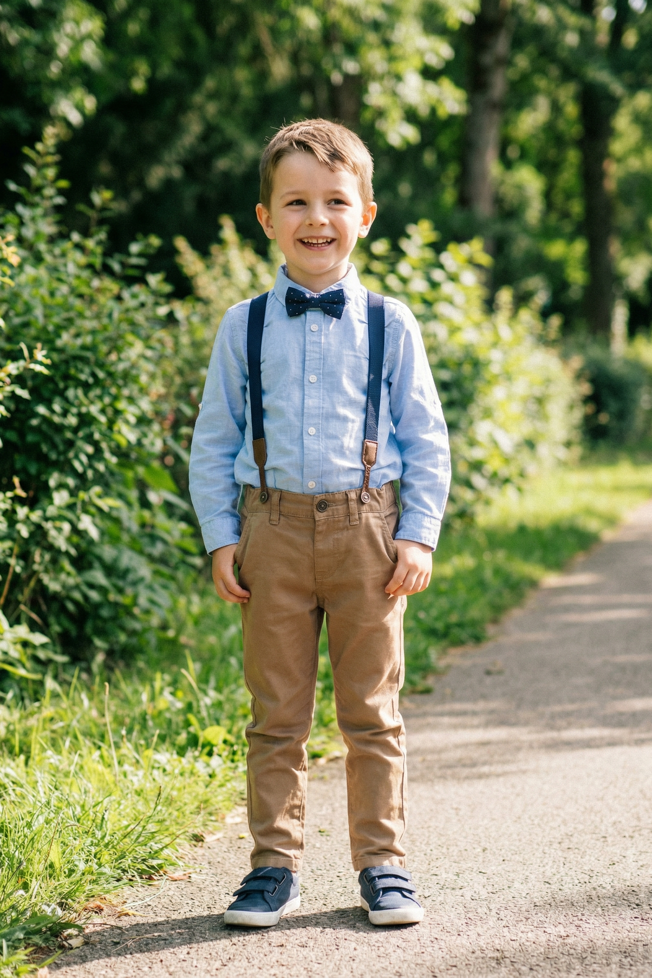 Boys' Vintage And Minimalist Imitation Denim Suspender Pants