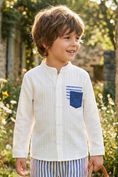 Load image into Gallery viewer, Boys' Simple And Fashionable Striped Cotton Long-Sleeved Shirt
