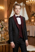 Cargar la imagen en la vista de la galería, Boys Retro Luxury Patchwork Corduroy Suit Three Piece Set
