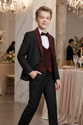 Cargar la imagen en la vista de la galería, Boys Retro Luxury Patchwork Corduroy Suit Three Piece Set
