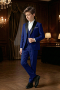 Load image into Gallery viewer, Boys' Vintage Luxury Three-Piece Suit Set With Patchwork Satin
