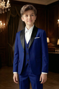 Load image into Gallery viewer, Boys' Vintage Luxury Three-Piece Suit Set With Patchwork Satin
