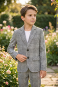 Load image into Gallery viewer, Boys' Vintage And Minimalist Checkered Two-Piece Suit Set
