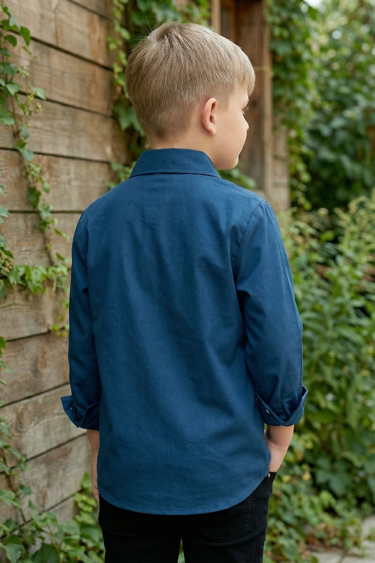 Boys' Vintage And Minimalist Cotton Long-Sleeved Shirt