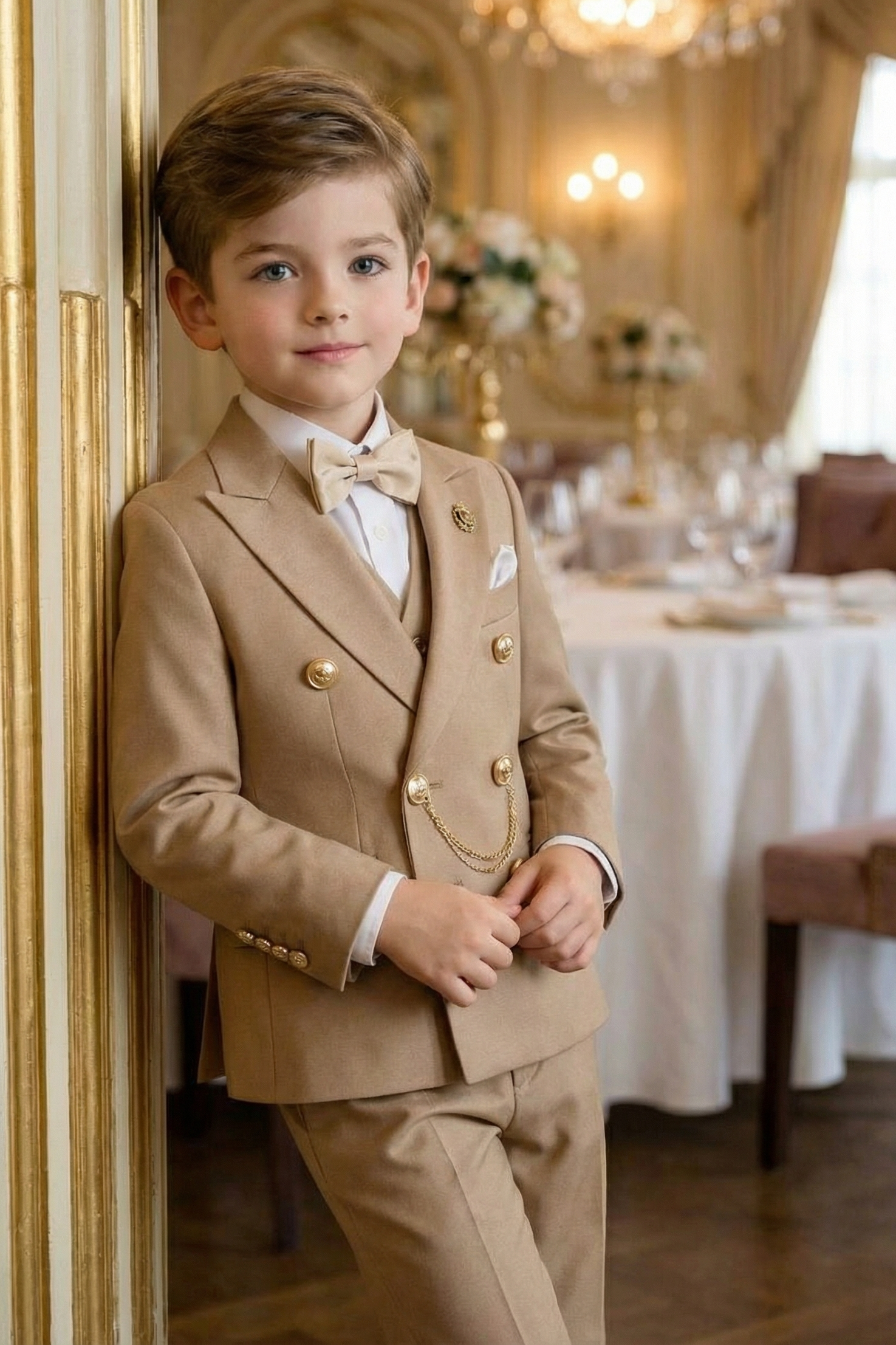 Boys' Vintage Luxury And Exquisite Button-Up Two-Piece Suit
