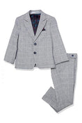 Load image into Gallery viewer, Boys Grey Windowpane Check Single-breasted 2-piece Suits
