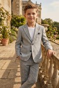 Load image into Gallery viewer, Boys Grey Windowpane Check Single-breasted 2-piece Suits
