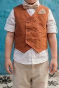 Cargar la imagen en la vista de la galería, Boys Reddish Linen Blend Double-breasted Vest
