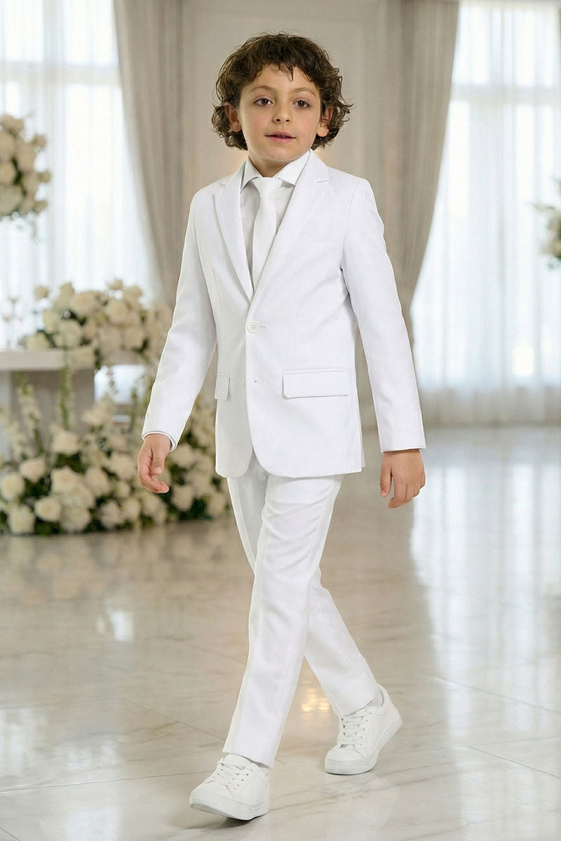 Boys White 2-Piece Suit for Ballroom Weddings