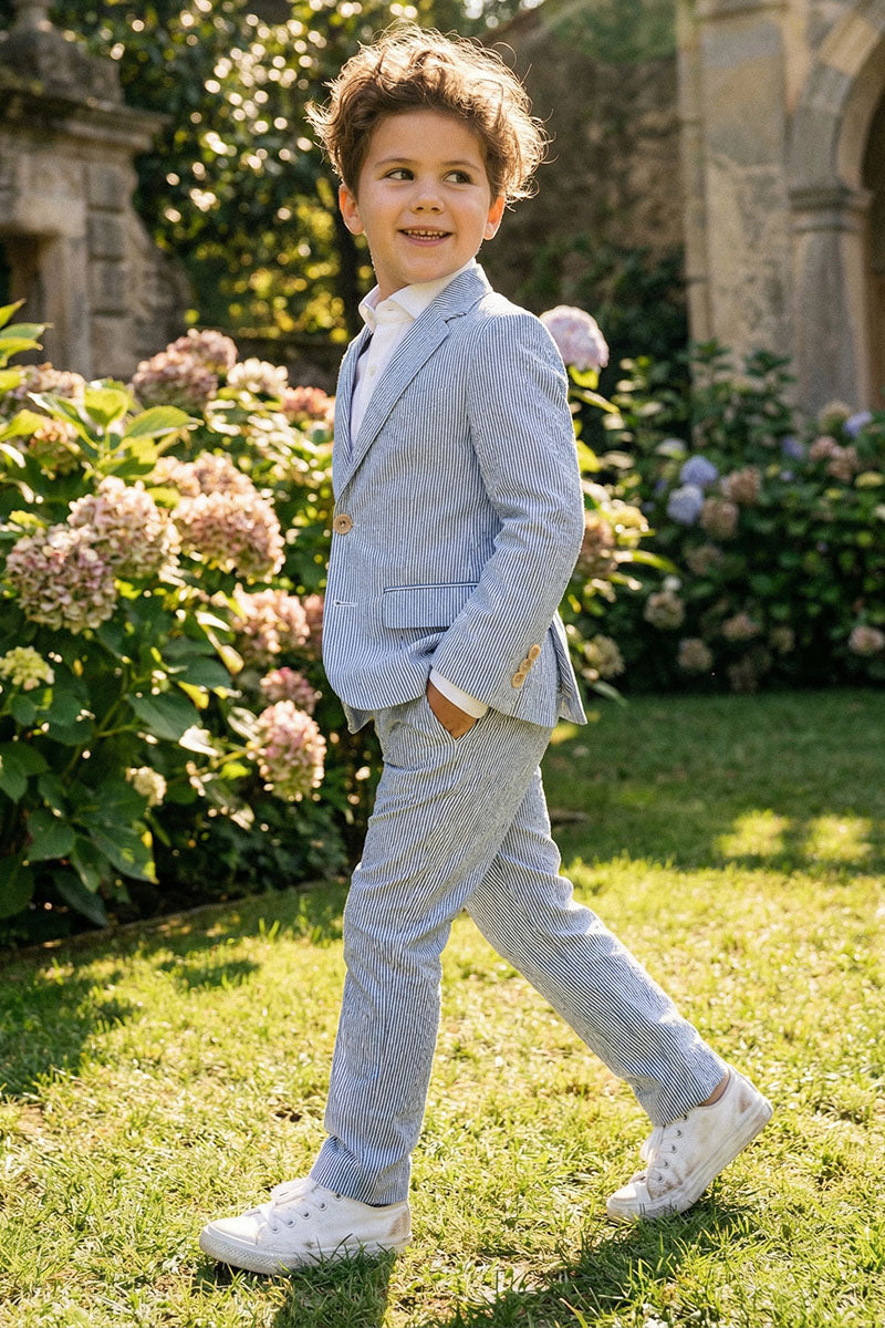 Boys Seersucker Stripe 2-Piece Suit