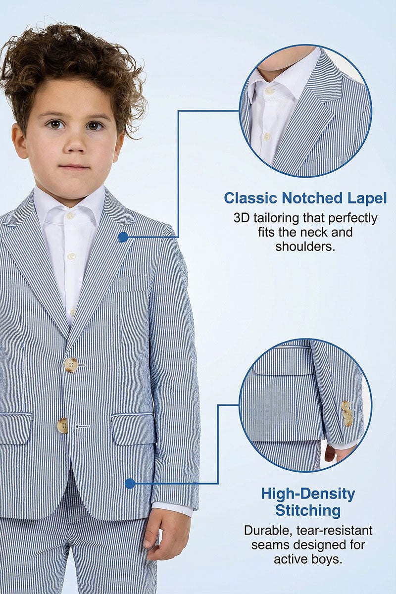 Boys Seersucker Stripe 2-Piece Suit
