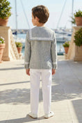 Load image into Gallery viewer, Boys Grey Blazer & White Trousers 2-Piece Suit
